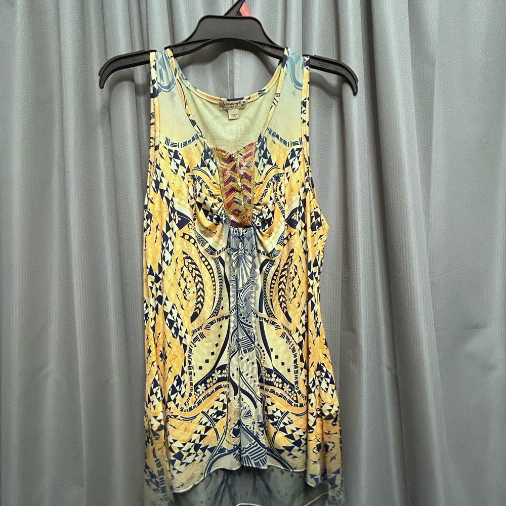 Sale $10 2for $15 energy top sleeveless boho bohemian hippie sequined beaded Med